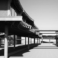 a black and white photo of a building