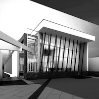 a black and white rendering of a building